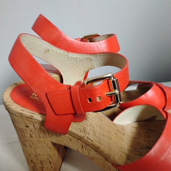 ❤️MICHAEL KORS NATALIA MANDARIN OPEN TOE PLATFORM SANDALS SHOES 7.5 - Picture 6 of 13